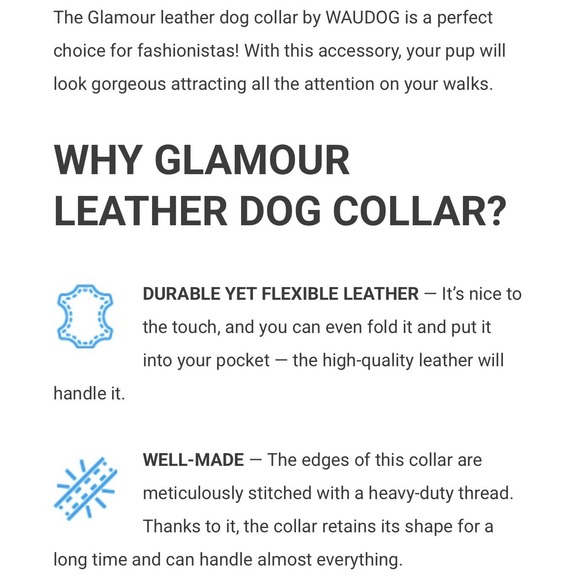 WAUDOG Glamour Leather Dog Collar Purple Medium Smart QR Tag Durable Quality New - Picture 13 of 15
